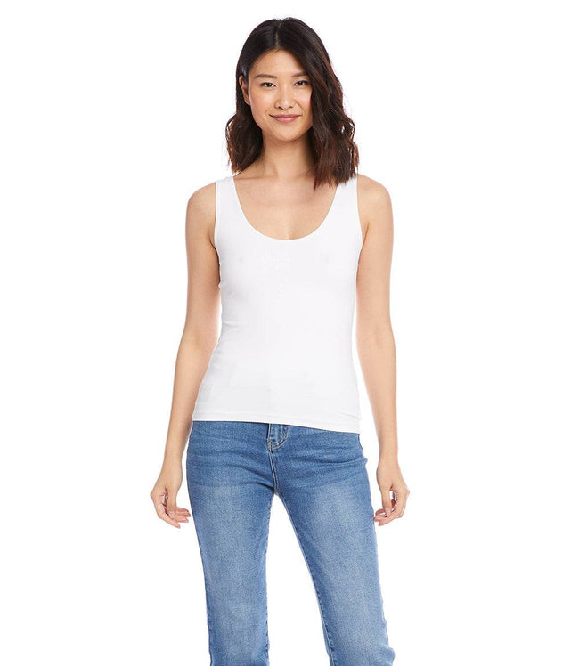 Karen Kane White Petite Size Scoop Tank Karen Kane