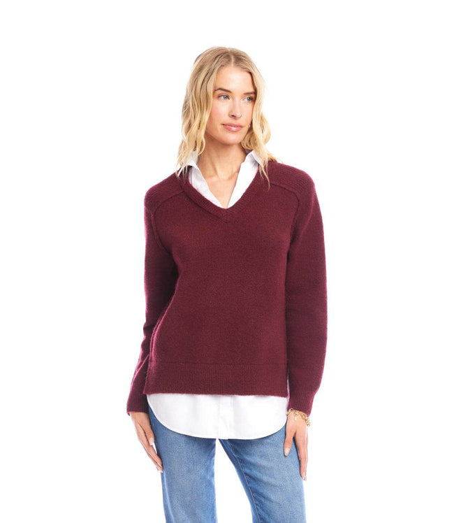 Karen Kane Wine Layered Sweater Karen Kane