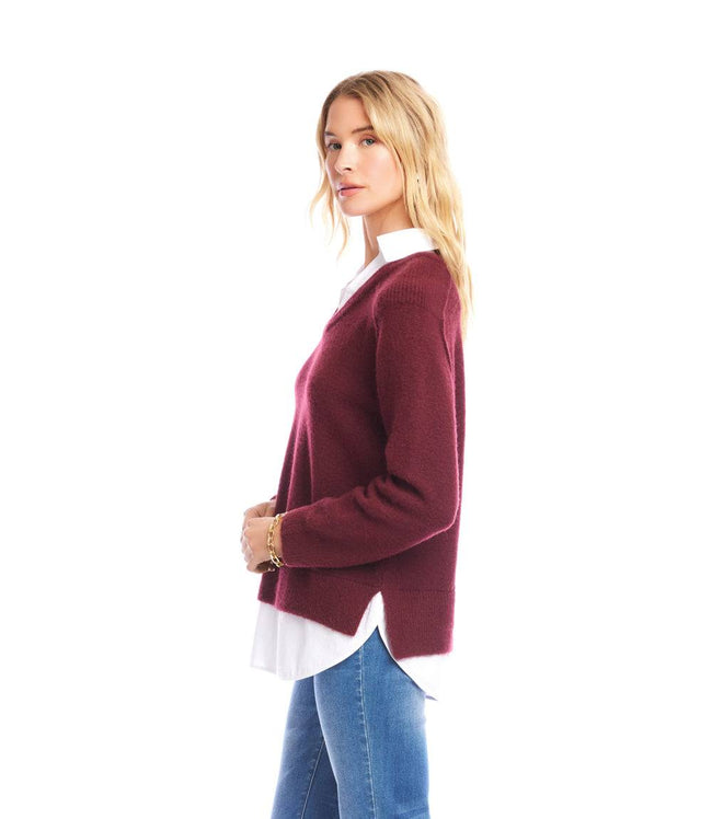 Karen Kane Wine Layered Sweater Karen Kane