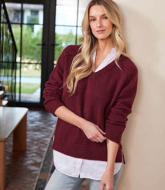 karen kane Wine Layered Sweater Karen Kane