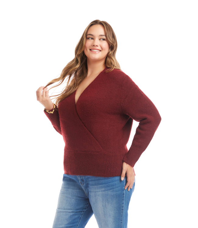 Karen Kane Wine Plus Size Wrap Sweater Karen Kane
