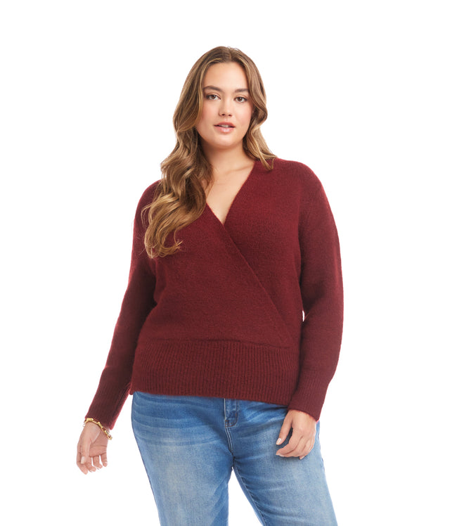 karen kane Wine Plus Size Wrap Sweater Karen Kane