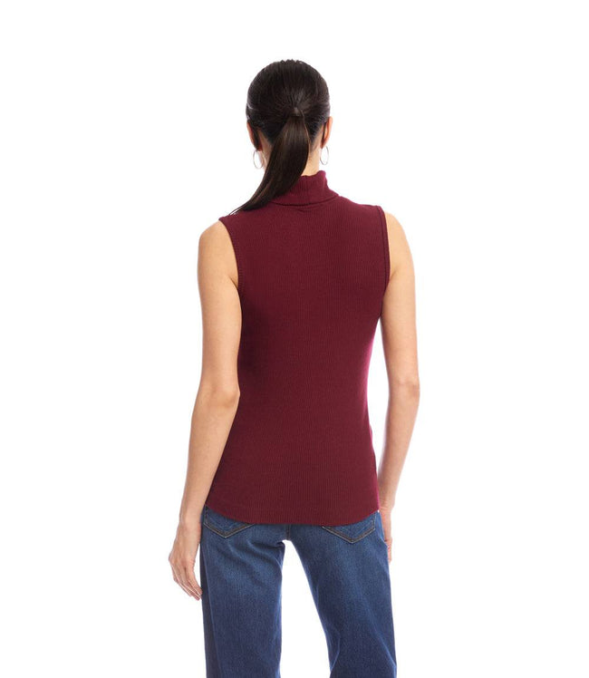 Karen Kane Wine Ribbed Turtleneck Tank Karen Kane