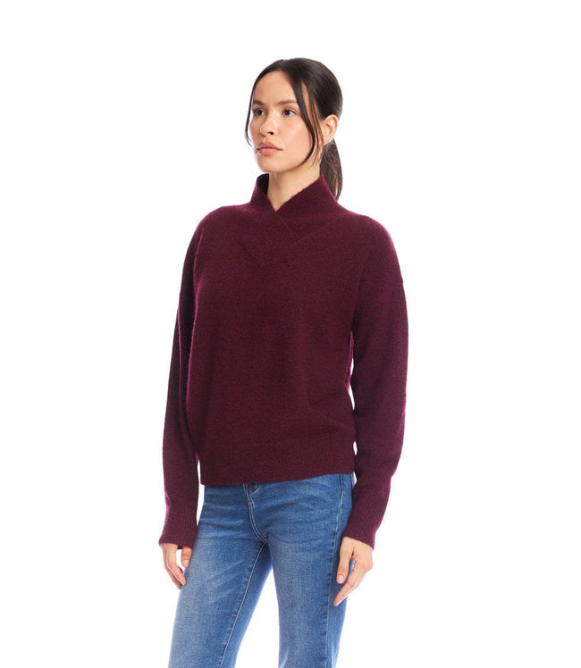 Karen Kane Wine Shawl Collar Sweater Karen Kane