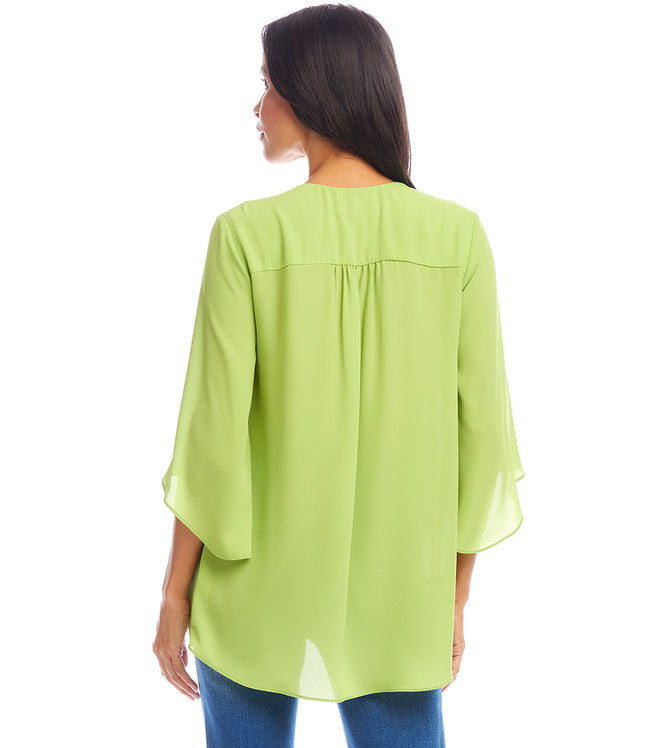 Karen Kane Kiwi Bracelet Sleeve Asymmetric Top Karen Kane