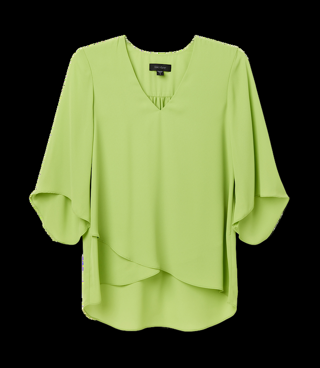 Karen Kane Kiwi Bracelet Sleeve Asymmetric Top Karen Kane