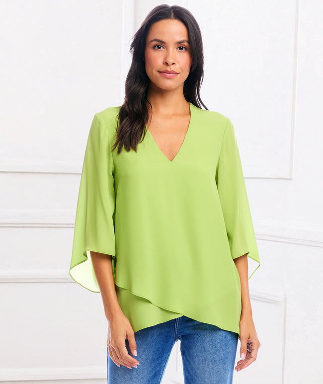 karen kane Kiwi Bracelet Sleeve Asymmetric Top Karen Kane