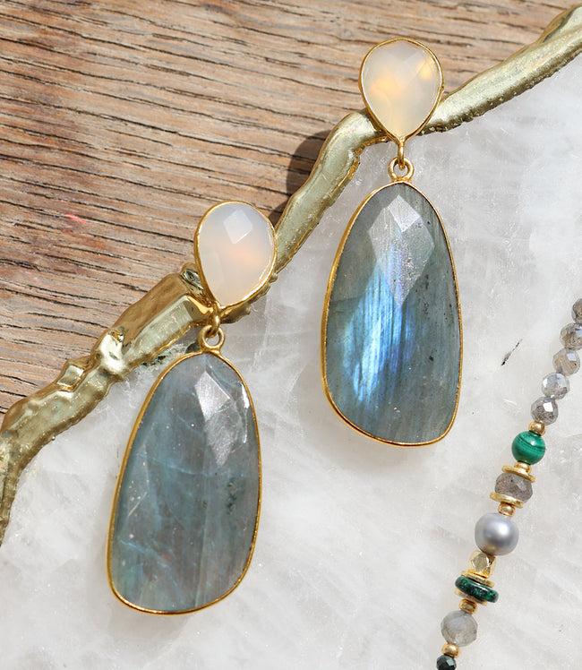 karen kane Labradorite Double Drop Gemstone Earrings Karen Kane