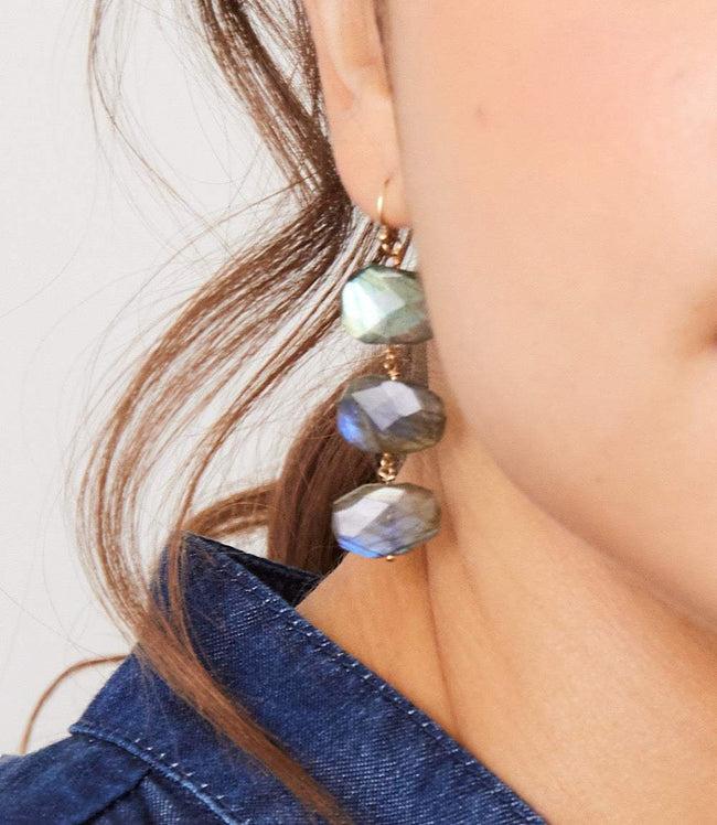 karen kane Labradorite Tiered Gemstone Earrings Karen Kane
