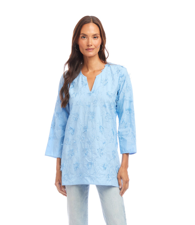 Karen Kane Lake 3/4 Sleeve Embroidered Tunic Karen Kane