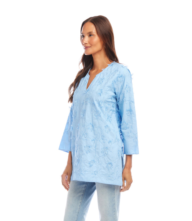 Karen Kane Lake 3/4 Sleeve Embroidered Tunic Karen Kane