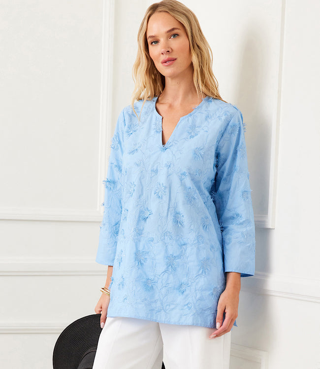karen kane Lake 3/4 Sleeve Embroidered Tunic Karen Kane