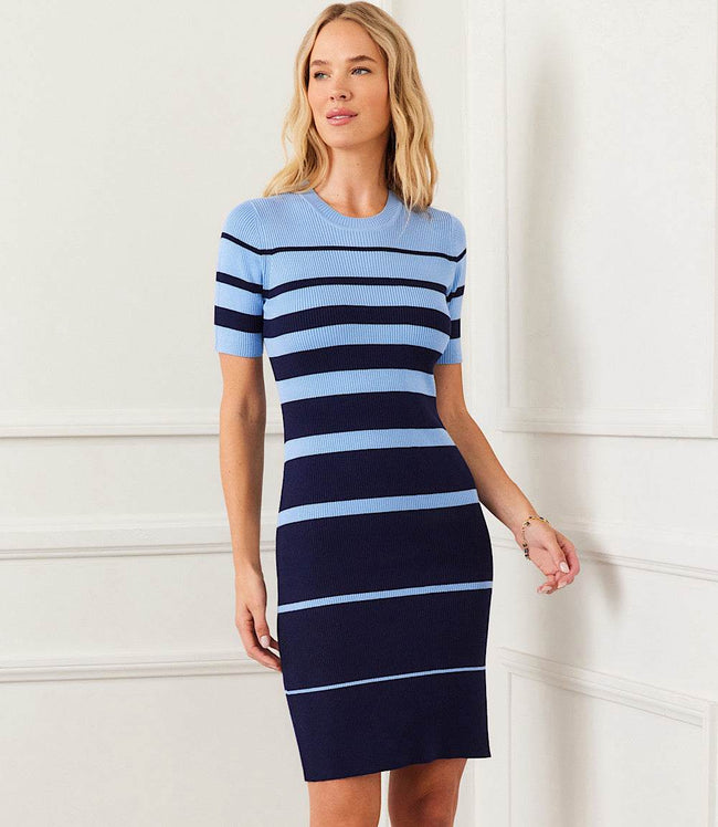 Karen Kane Lake Stripe Ribbed Sweater Dress Karen Kane