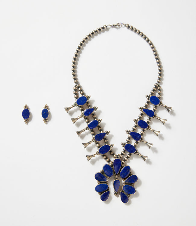 Karen Kane Lapis Lapis Squash Blossom Necklace & Earring Set Karen Kane