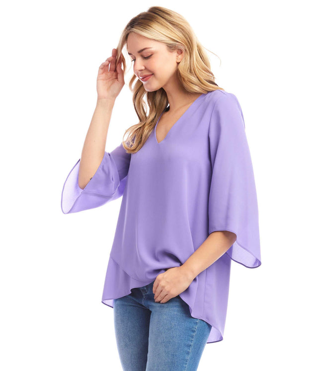 Karen Kane Lavender Bracelet Sleeve Asymmetric Top Karen Kane