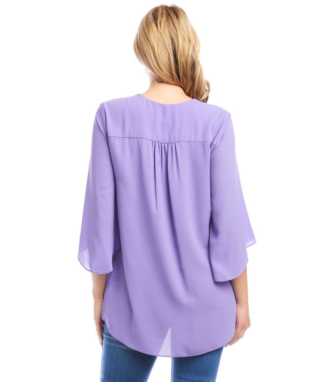 Karen Kane Lavender Bracelet Sleeve Asymmetric Top Karen Kane