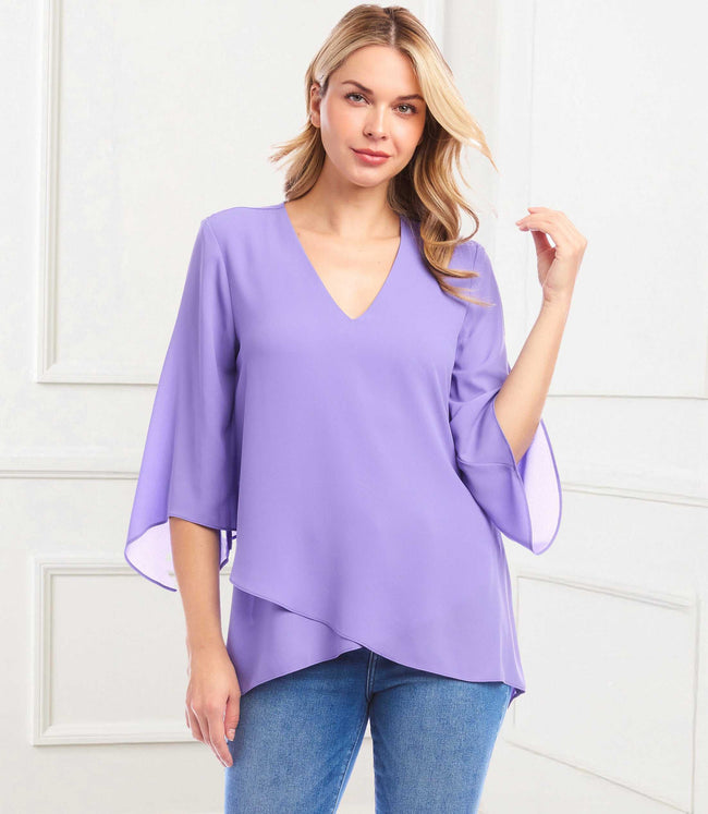 karen kane Lavender Bracelet Sleeve Asymmetric Top Karen Kane
