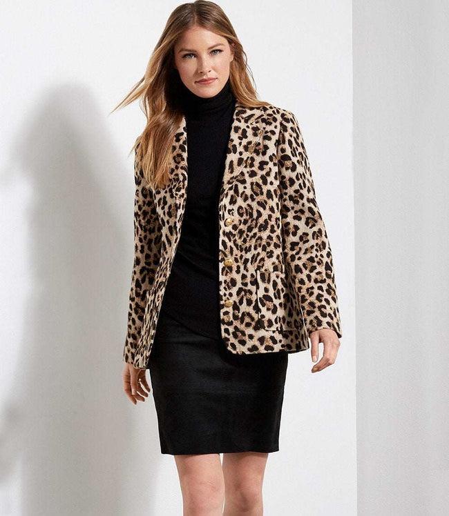 Karen Kane Leopard Animal Jacquard Blazer Karen Kane