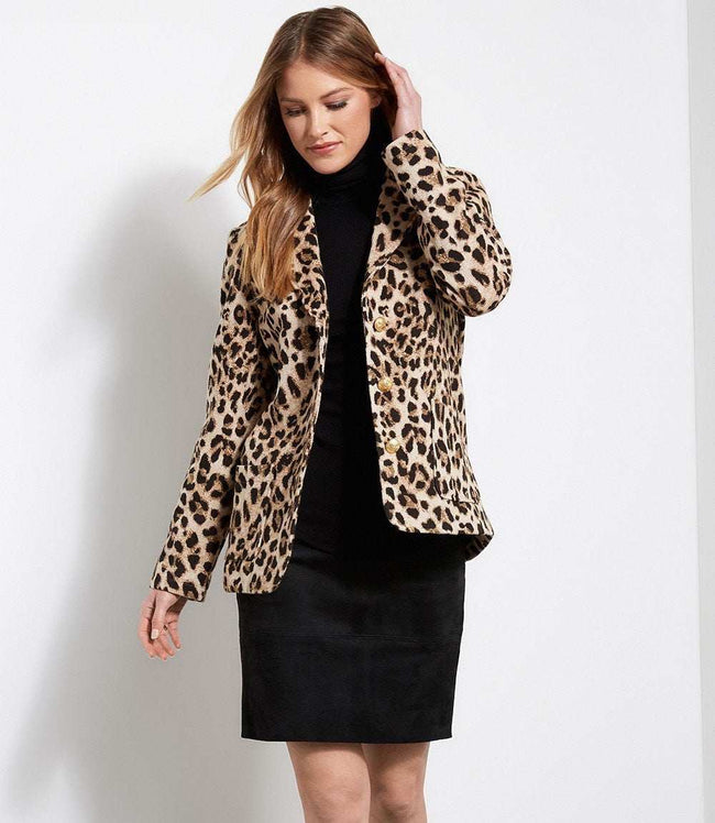 Karen Kane Leopard Animal Jacquard Blazer Karen Kane