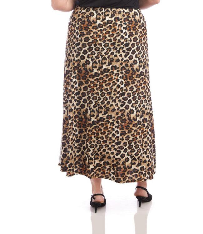 Karen Kane Leopard Plus Size Side-Slit Midi Skirt Karen Kane