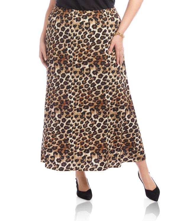 karen kane Leopard Plus Size Side-Slit Midi Skirt Karen Kane