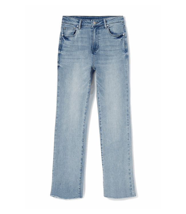 Karen Kane Light Blue Raw Hem Straight Jeans Karen Kane