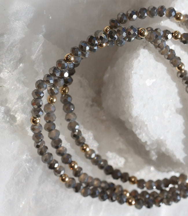 Karen Kane Light Gray Beaded Crystal Bracelets Set Of 3 Karen Kane