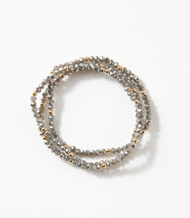 Karen Kane Light Gray Beaded Crystal Bracelets Set Of 3 Karen Kane