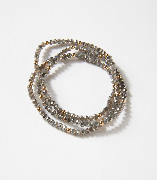 Karen Kane Light Gray Beaded Crystal Bracelets Set Of 3 Karen Kane