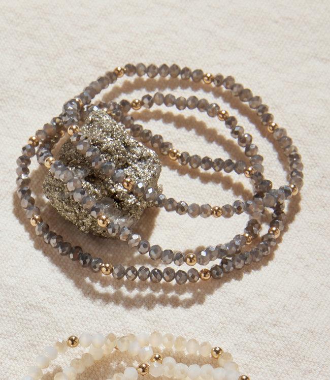 karen kane Light Gray Beaded Crystal Bracelets Set Of 3 Karen Kane