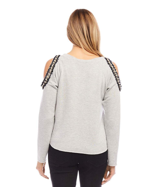 Karen Kane Light Heather Gray Embellished Sweatshirt Karen Kane