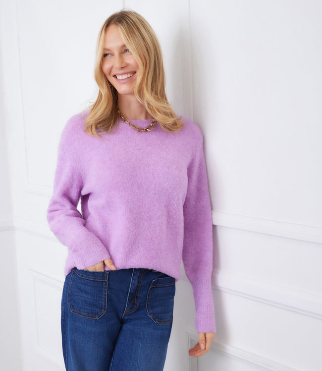 Karen Kane Lilac Boucle Blouson Sleeve Sweater Karen Kane
