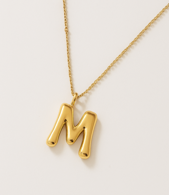 karen kane M Gold Bubble Letter Charm Necklace Karen Kane