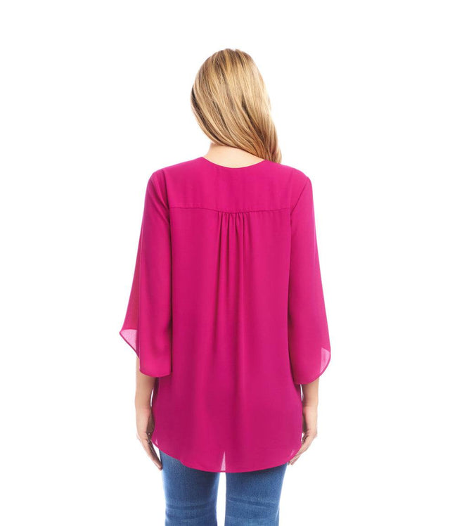 Karen Kane Magenta Bracelet Sleeve Asymmetric Top Karen Kane