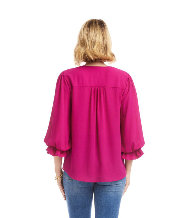 Karen Kane Magenta Layered Sleeve Asymmetric Top Karen Kane
