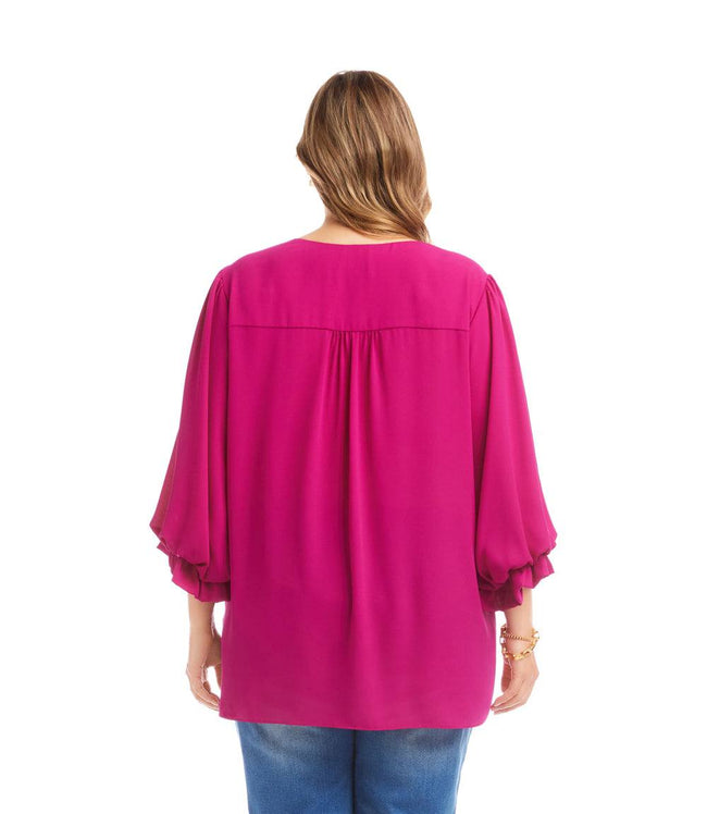 Karen Kane Magenta Plus Size Layered Sleeve Asymmetric Top Karen Kane