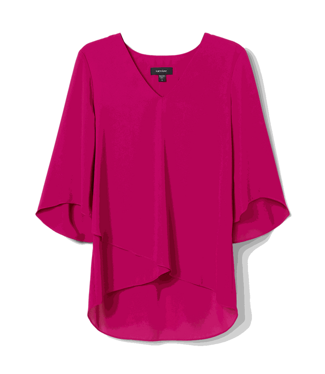 Karen Kane Magenta Plus Size Layered Sleeve Asymmetric Top Karen Kane