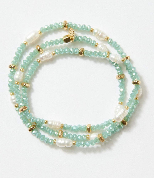 karen kane Mint Beaded Gemstone And Pearl Stretch Bracelet Karen Kane