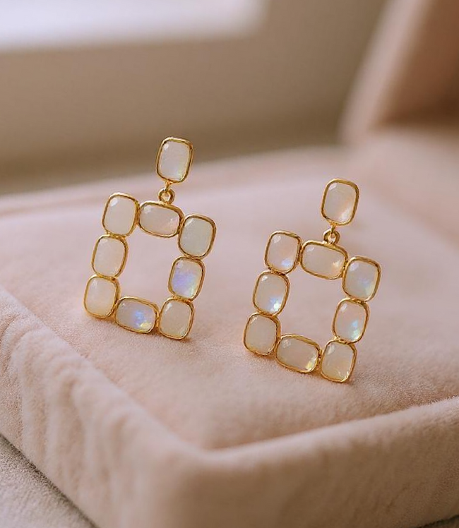 karen kane Moonstone Rectangular Gemstone Bezel Earrings Karen Kane