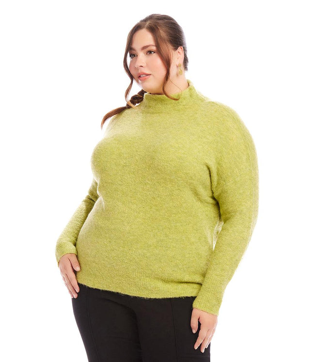 Karen Kane Moss Plus Size Mock Neck Boucle Sweater Karen Kane