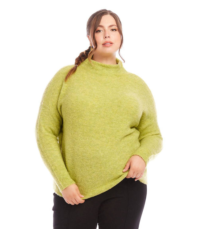 karen kane Moss Plus Size Mock Neck Boucle Sweater Karen Kane