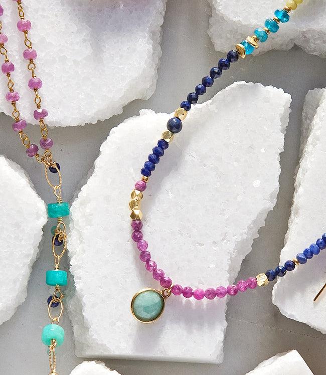 karen kane Multi Aurora Beaded Gemstone Necklace Karen Kane