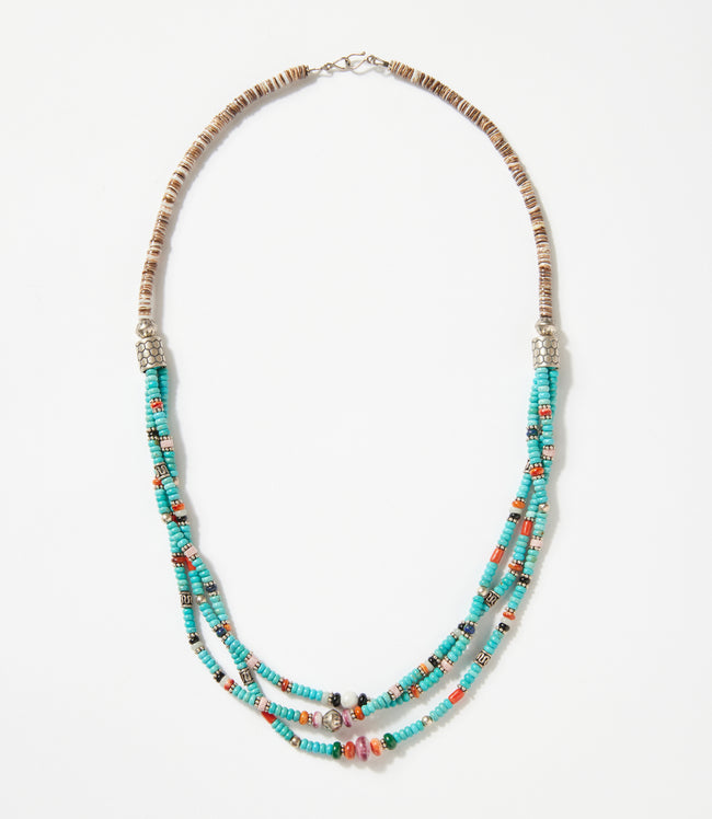Karen Kane Multi Beaded Turquoise And Heishi Shell Necklace Karen Kane