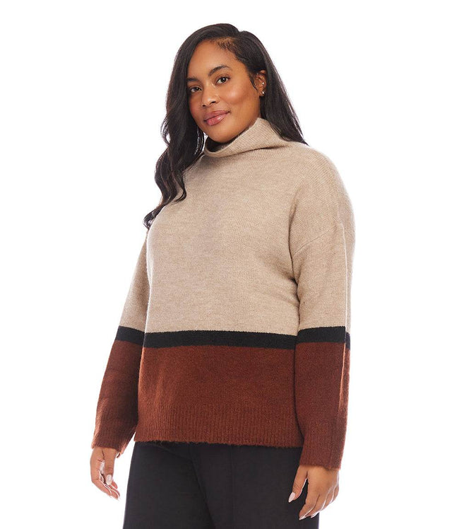 Karen Kane Multi Color Plus Size Colorblock Sweater Karen Kane