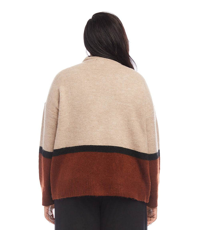 Karen Kane Multi Color Plus Size Colorblock Sweater Karen Kane