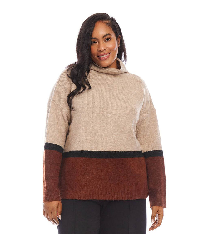 Karen Kane Multi Color Plus Size Colorblock Sweater Karen Kane
