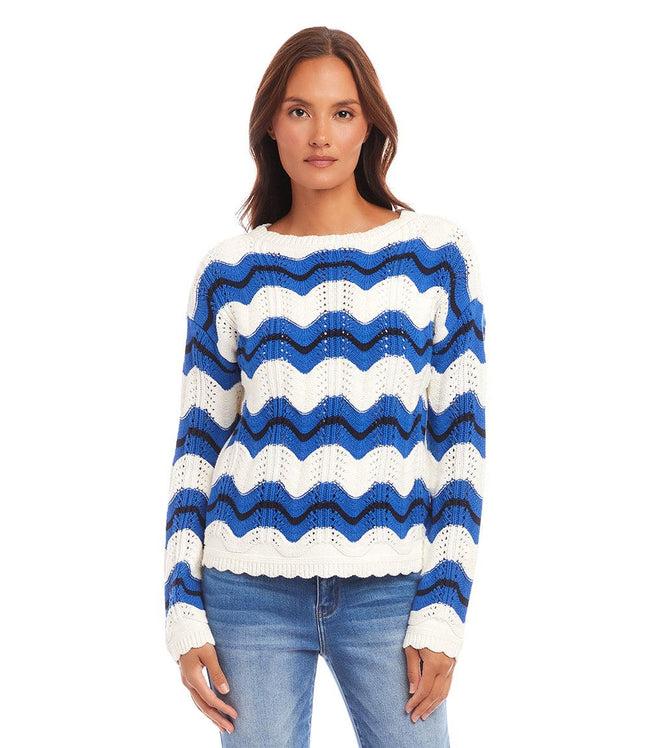Karen Kane Multi Color Pointelle Zigzag Sweater Karen Kane