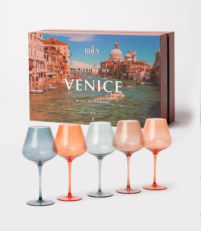 karen kane Multi Colors Of Venice Wine Glasses Set Of 5 Karen Kane