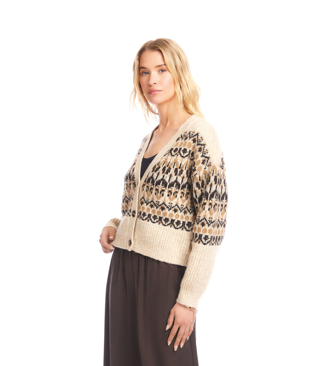 Karen Kane Multi Jacquard Cardigan Sweater Karen Kane