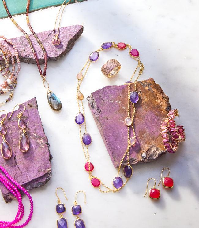 Karen Kane Multi Long Gemstone Station Necklace Karen Kane